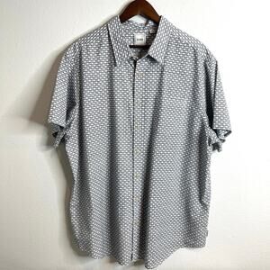 ROWM Short Sleeve Button Up Shirt Men’s 2XB Textured Black White Geometric Print